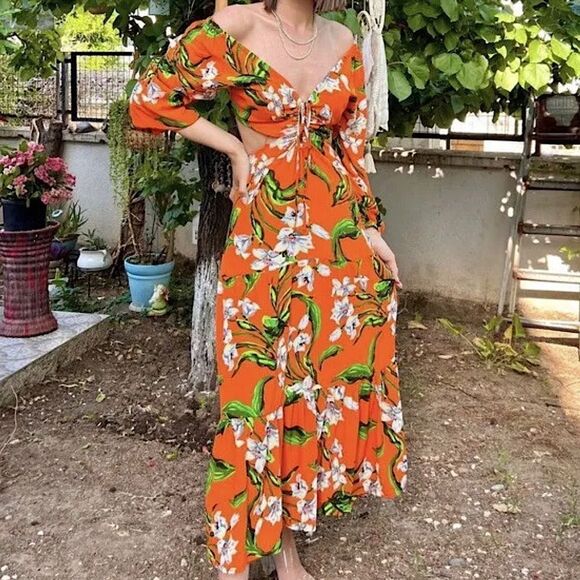 Zara Maxi Dress Floral Dress Size M TIKTOK • BLOGGER FAVORITE - Picture 4 of 16